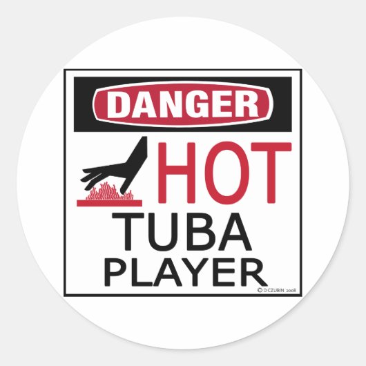 Hot Tuba Player Ronde Sticker (Voorkant)