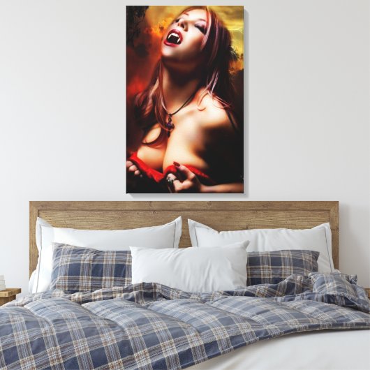 Hot Vampire Lady Canvas afdrukken (Insitu (Slaapkamer))