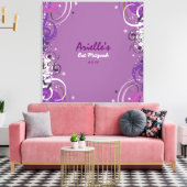 Hot Violet Swirls Stars Bat Mitzvah Sign In Board Canvas Afdruk (Insitu (Woonkamer))