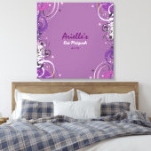 Hot Violet Swirls Stars Bat Mitzvah Sign In Board Canvas Afdruk (Insitu (Slaapkamer))