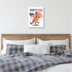 Hotdog 4 juli vuurwerk Onafhankelijkheidsdag Canvas Afdruk