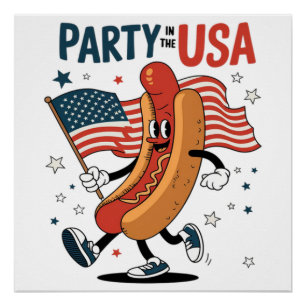 Hotdog 4 juli vuurwerk Onafhankelijkheidsdag Perfect Poster