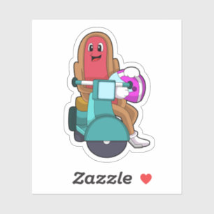 Hotdog als Biker met Scooter.PNG Sticker