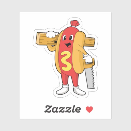 Hotdog als Carpenter met Saw & Hood Sticker (Vel)