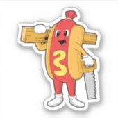 Hotdog als Carpenter met Saw & Hood Sticker (Voorkant)