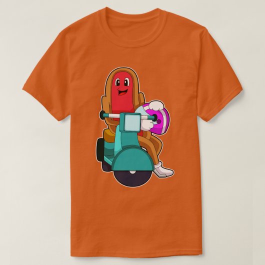 Hotdog als fietser met scooter t-shirt (Design voorkant)