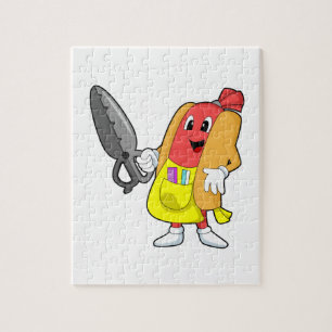 Hotdog als hairdresser met schaar legpuzzel