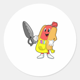 Hotdog als hairdresser met schaar ronde sticker