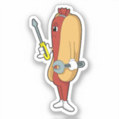 Hotdog als Mechanic met Tool Sticker (Voorkant)