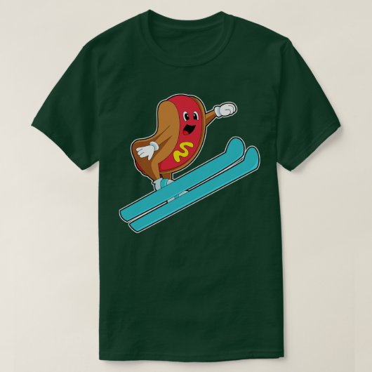 Hotdog als skijumper met skiën t-shirt (Design voorkant)