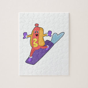 Hotdog als Snowboarder met Sonowboard Legpuzzel