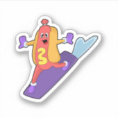 Hotdog als Snowboarder met Sonowboard Sticker (Voorkant)