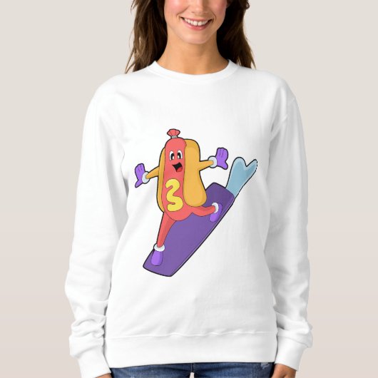 Hotdog als Snowboarder met Sonowboard Trui (Voorkant)
