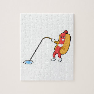 Hotdog at Fishing with Fishing rod Legpuzzel