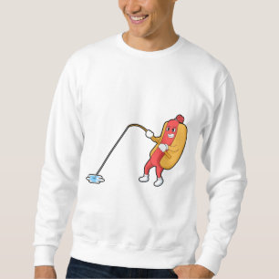 Hotdog at Fishing with Fishing rod Trui