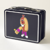 Hotdog bij Cricket met cricket bat (Achterkant)