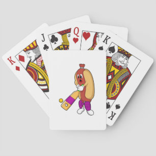 Hotdog bij Cricket met cricket bat Pokerkaarten