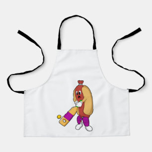 Hotdog bij Cricket met cricket bat Schort