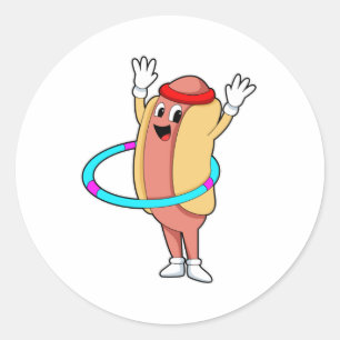 Hotdog bij Fitness met Flywheels Ronde Sticker