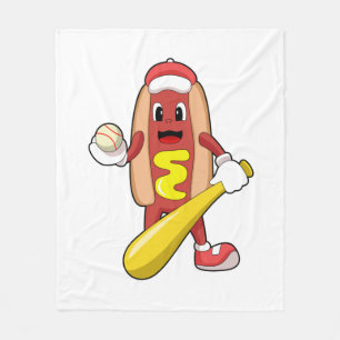 Hotdog bij honkbal met honkbalknuppel fleece deken