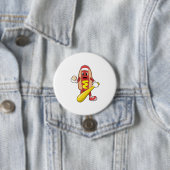 Hotdog bij honkbal met honkbalknuppel ronde button 7,6 cm (In situ)