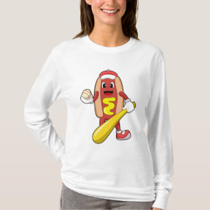 Hotdog bij honkbal met honkbalknuppel t-shirt