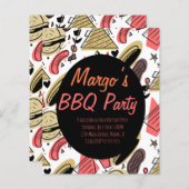 Hotdog Burger Doodle BBQ Anniversaire Motif Flyers (Devant / Derrière)