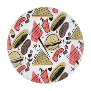 Hotdog Burger Doodle BBQ Verjaardagspatroon        Snijplank
