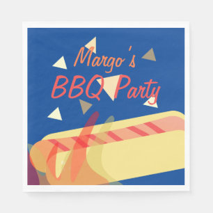 Hotdog Cookout BBQ Birthday Party Blue Napkins Servet