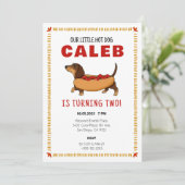 Hotdog Dachshund Hond Baby Verjaardagsfeestje Bedankkaart (Staand voorkant)