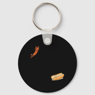 Hotdog Duik Hot Dog Springen In Broodje Worst Bbq Sleutelhanger
