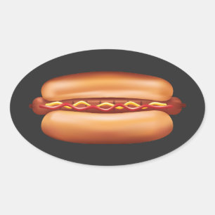 Hotdog Fast Food Illustratie Ovale Sticker