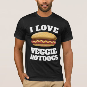 HOTDOG I LIVE VEGGIE HOTDOGS VEGAN T SHIRTS