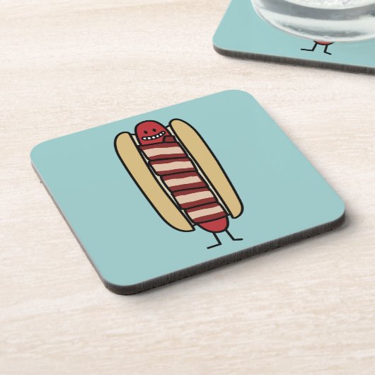 Hotdog in Bacon wordt verpakt dat Drankjes Onderzetter (Linkerzijde)