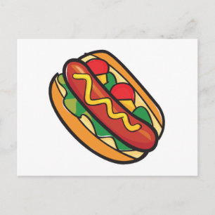 hotdog in bun briefkaart