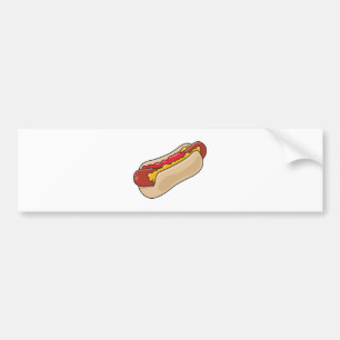 hotdog in bun met ketchup en mosterdgrafische kaar bumpersticker