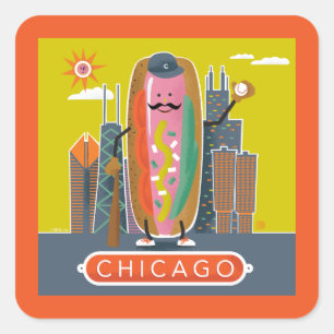 Hotdog in Chicago-stijl Vierkante Sticker