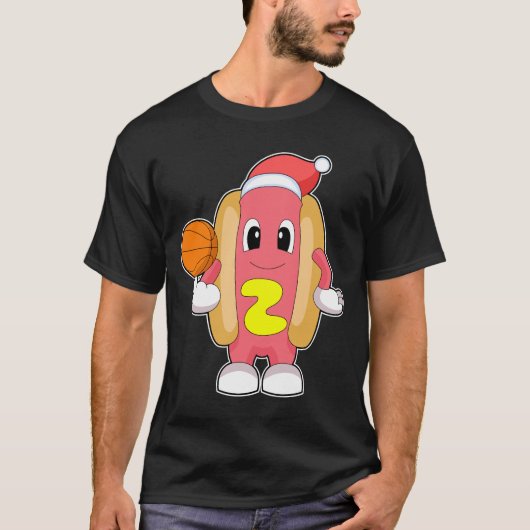 Hotdog Kerstmis Basketbal T-shirt (Voorkant)