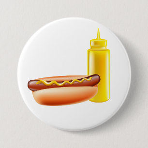 Hotdog met mosterdflesfles Button
