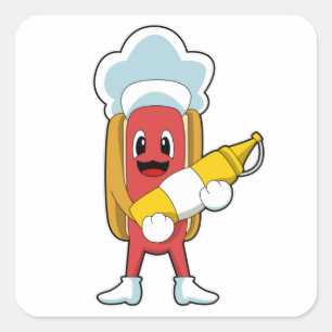 Hotdog met Mustard Vierkante Sticker
