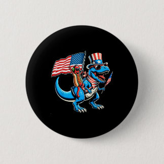Hotdog Trex Dinosaur 4 juli Amerisaurus Peuter Ronde Button 5,7 Cm