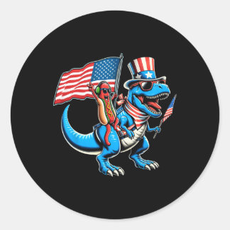 Hotdog Trex Dinosaur 4 juli Amerisaurus Peuter Ronde Sticker