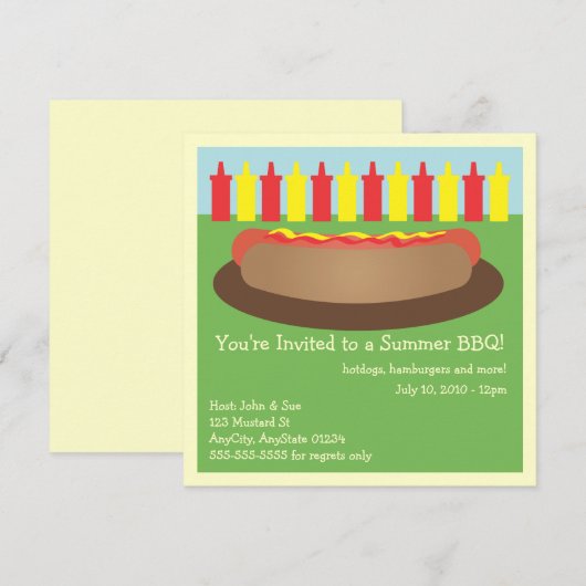 Hotdog-uitnodiging Kaart (Voorkant / Achterkant)