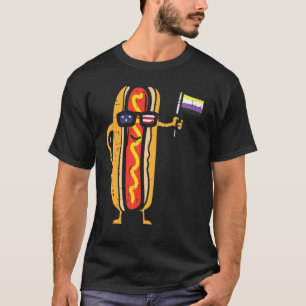 Hotdog Us Vlag Zonnebril Nonbinary Enby Nb Pride T-shirt