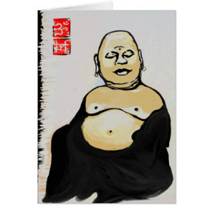 Hotei riant la carte de Bouddha
