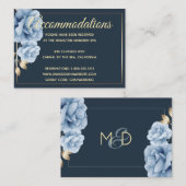 Hotel Accommodatie Kaarten Midnight blue floral (Voorkant / Achterkant)