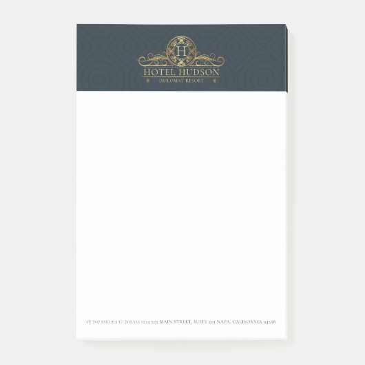 Hotel Branding Luxury Blue Gold Post-it® Notes (Voorkant)
