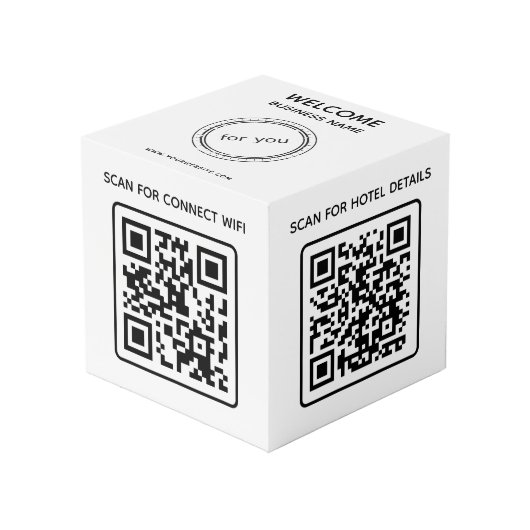 Hotel business logo QR code Wifi Overige info tabe Kubus (Voorkant hoekig)