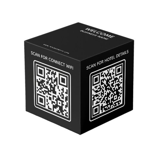 Hotel business logo QR code Wifi Overige info tabe Kubus (Voorkant hoekig)