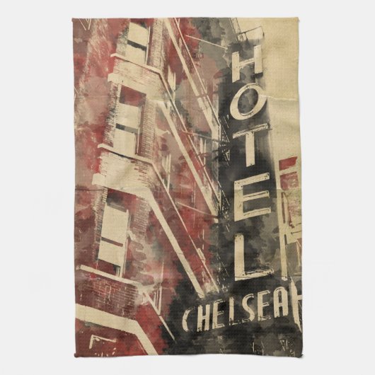 Hotel Chelsea Aquarelle Art Serviette de cuisine (Vertical)